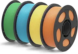 Anycubic ANYCUBIC Matte PLA Filament Bundle 4KG, 3D Printing PLA Filament Dimensional Accuracy +/-, 1KG Reusable Spool, Green + Sky Blue + Yellow + Orange