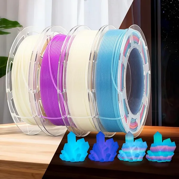 Arrange Lines PLA Filament Glow in Dark, Multicolor Rainbow 3D Printer Filament Bundle Glow 3D Printing Filament for Most FDM 3D Printer, Gifts for 3D Printing Enthusiasts, 200g x 4 Spools