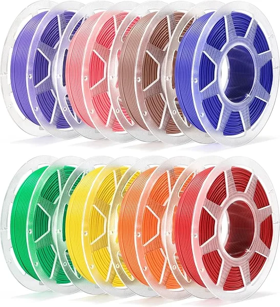 Bambu Lab Pre-Dried PLA Basic 8x250g Bundle with Spool for Bambu Lab 3D Printers, Multicolor 3D Printing Filament, Green+Red+Brown+Yellow+Dark Blue+Pink+Orange+Purple