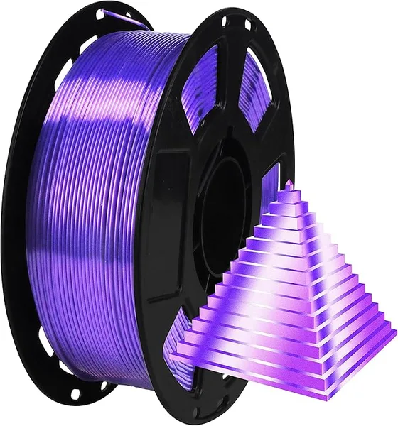 BBLIFE Silk Purple PLA Filament, 1kg 2.2lbs 3D Printing Material, Widely Support for FDM 3D Printer, Pack with Extra Filament Sample by BBLIFE