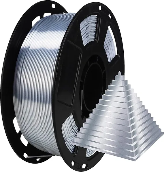 BBLIFE Silk Pearlescent Metal Silver Shiny PLA Filament, 1kg 3D Printing Material Widely Support for FDM 3D Printer, Pack with Extra Filament Sample by BBLIFE
