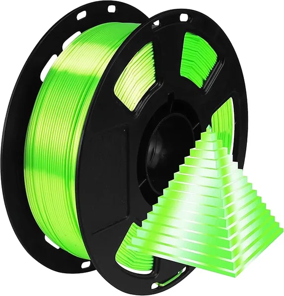 BBLIFE Shiny Silk Bright Lime Green PLA 3D Printing Material, 1kg 2.2lbs 3D Plastic Material, Widely Support for FDM 3D Printer, Easy to Print with Extra Sample by BBLIFE