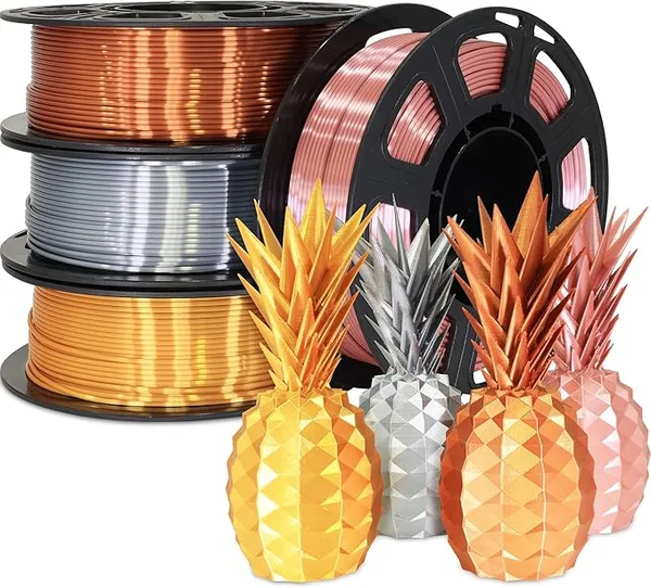 BBLIFE BBLIFE Silk PLA Filament PLA 3D Printer Filament Bundle | 4 Spools Shiny Metallic Silk PLA, Gold Silver Copper Rose Gold Colors, 250g Each, Smooth Printing for FDM 3D Printers