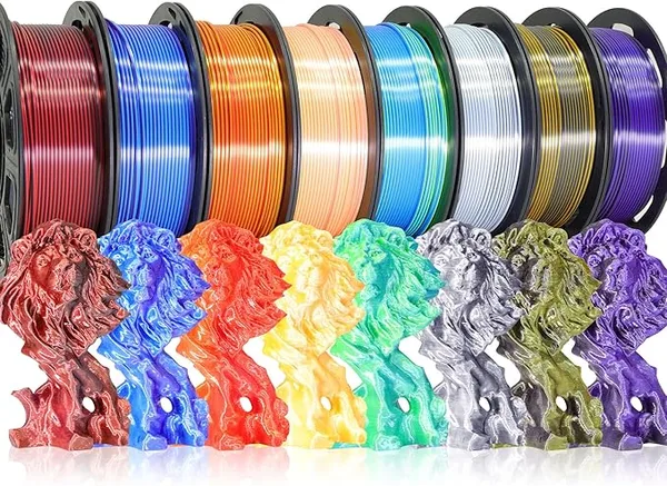 BBLIFE BBLIFE Dual Color Silk PLA Filament Bicolor PLA 3D Printer Filament | 8 Spools Coextrusion PLA Bundle, Purple Gold, Red Black & More Colors, Shiny Metallic Finish for FDM 3D Printers, 250g Each