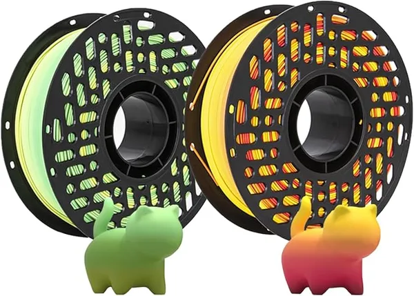 CaiLab PLA+ Silk Gradient 3D Printer Filament Bundle Diameter 2.2 LBS per Spool (2KG (Bamboo Green+Chrysanthemum Yellow))