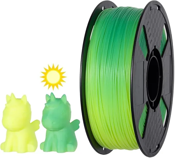 CC3D CC3D UV Sunlight Color Changes PLA Filament 1KG Yellow to Green FDM 3D Printer Filament 3D Printing Materials Photochromic Color Changing PLA Yellow Green