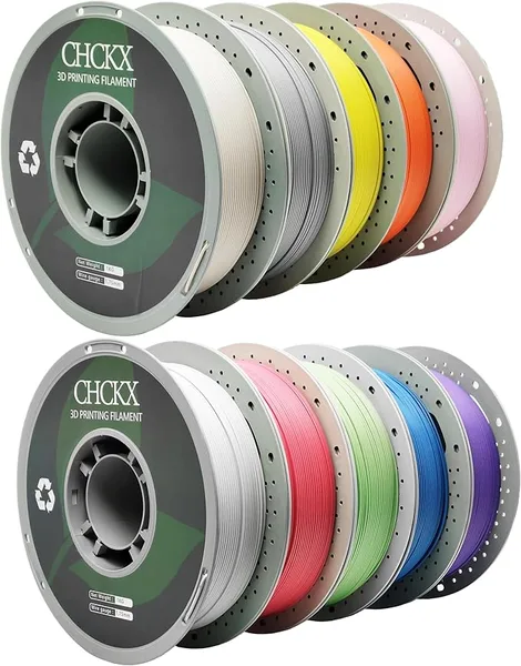 CHCKX CHCKX Matte PETG 3D Printer Filament, 10Rolls,Dimensional Accuracy +/-, 1kg Spool(2.2lbs) Fit for Most 3D Printers, White+Red+Green+Blue+Purple+Skin+Silver+Yellow+Orange+Pink