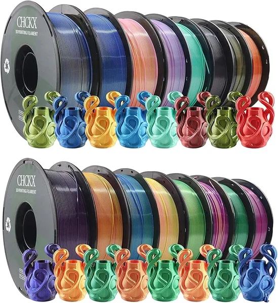 CHCKX CHCKX 16 Pack PLA Filament Bundle, Silk Dual Color PLA Filament, 1kg Spool (2.2lbs), Dimensional Accuracy +/-, 16 Different Dual Colors Gradient Filament for Most FDM 3D Printers