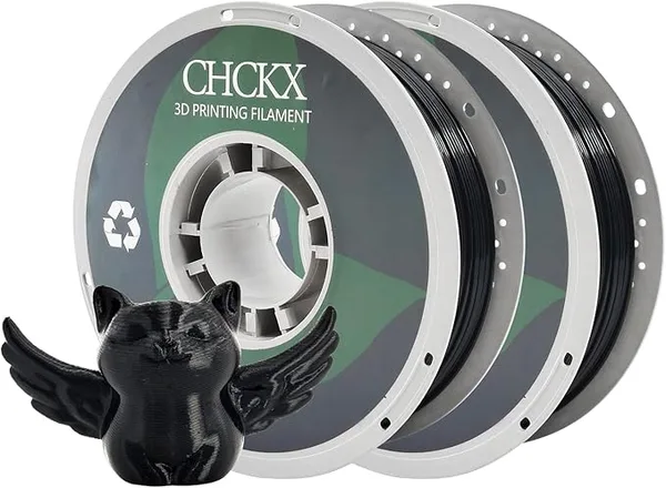 CHCKX CHCKX PETG 3D Printer Filament Bundle, 2Rolls,Dimensional Accuracy +/-, 1kg Spool(2.2lbs) Fit for Most 3D Printers,Black+ Black