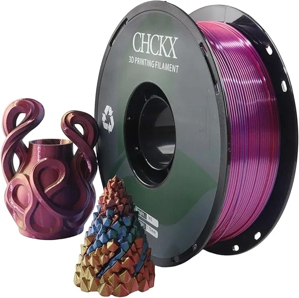 CHCKX CHCKX PLA 3D Printer Filament, Triple Color Silk PLA Filament, Dimensional Accuracy +/-, 1 kg Spool(2.2lbs), Red Blue Yellow
