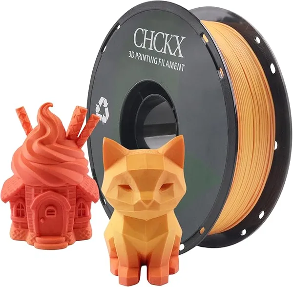 CHCKX CHCKX Matte Rainbow PLA 3D Printer Filament, 1KG Spool (2.2lbs),Gradient Filament for Most FDM 3D Printers, Autumn Orange