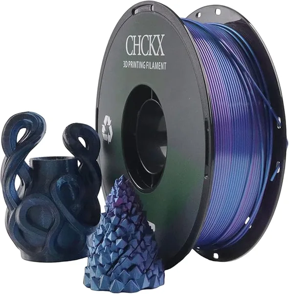 CHCKX CHCKX PLA 3D Printer Filament, Triple Color Silk PLA Filament, Dimensional Accuracy +/-, 1 kg Spool(2.2lbs), Black Blue Purple