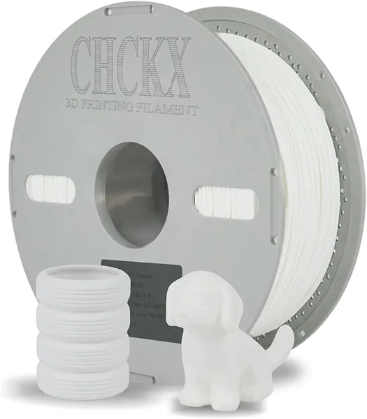 CHCKX CHCKX PA6-GF 10% Glass Fiber Nylon Filament 1KG,Lower Abrasion Than Carbon Fiber, Heat Resistant to 135°C 3D Printing Filament,White