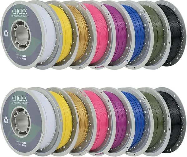 CHCKX CHCKX 16KG PETG 3D Printer Filament Bundle,2lemon Yellow+2magenta+2telecom Blue+2gold+2military Green+2pink+2white+2black