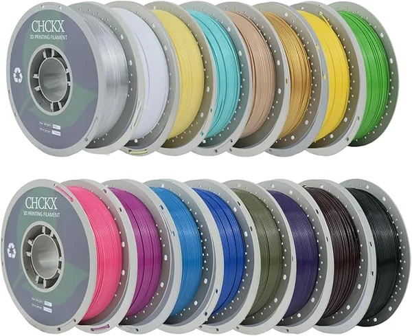 CHCKX CHCKX 16KG PETG 3D Printer Filament Bundle,Lemon Yellow+Magenta+Green+Telecom Blue+Gold+Military Green+Brown+Pink+Purple+Mint+Black+White+Transparent+Sky Blue+Yellow+Wood