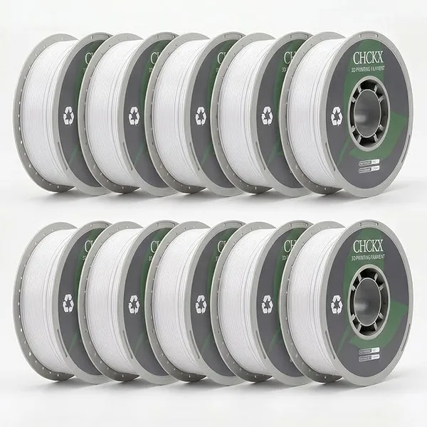 CHCKX CHCKX Matte White PETG Filament 10kg Bundle, Dimensional Accuracy +/-, 1kg Spools (10 Rolls) for FDM 3D Printers