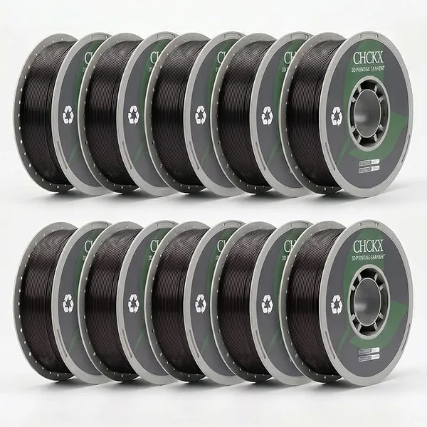 CHCKX CHCKX Matte Black PETG Filament 10kg Bundle, Dimensional Accuracy +/-, 1kg Spools (10 Rolls) for FDM 3D Printers