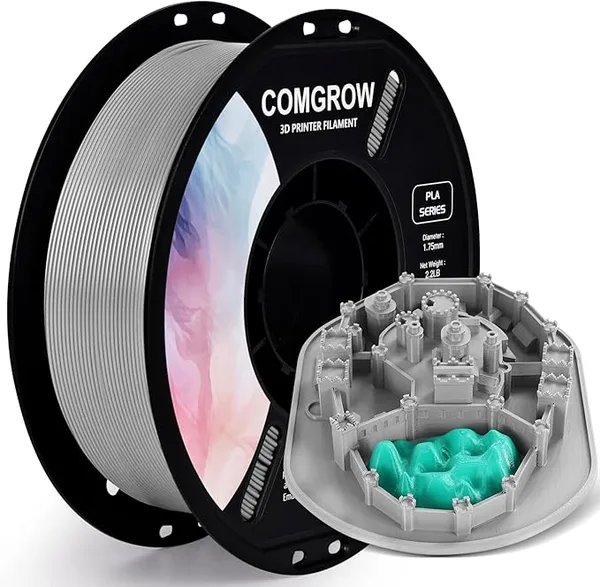 Comgrow Comgrow PLA 3D Printer Filament, 3D Printer PLA Filament, Dimensional Accuracy +/-, 1KG Spool PLA Grey
