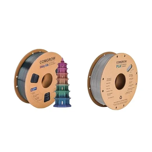 Comgrow Comgrow Rainbow Colors Silk PLA 3D Printer Filament, Rainbow PLA Filament, 1KG Spool, Coextrusion 3D Filament with Shiny Silk Rainbow Universe and PLA 3D Printer Filament