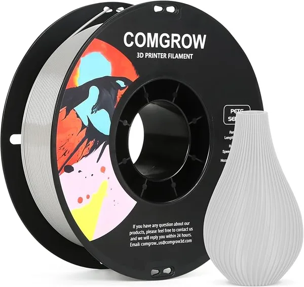 Comgrow Comgrow PETG 3D Printer Filament, High Precision and Tough 3D Printer Filament 1kg (2.2LBS), Dimensional Accuracy +/-, Fit Most 3D Printers Grey