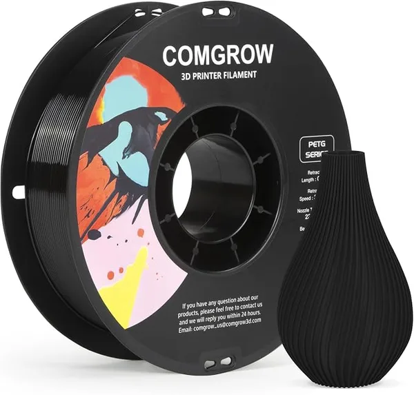 Comgrow Comgrow PETG 3D Printer Filament, High Precision and Tough 3D Printer Filament (2LBS), Dimensional Accuracy +/-, Fit Most 3D Printers Black