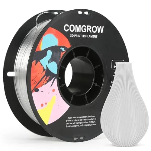 Comgrow Comgrow PETG 3D Printer Filament, High Precision and Tough 3D Printer Filament 1kg (2.2LBS), Dimensional Accuracy +/-, Fit Most 3D Printers Transparent