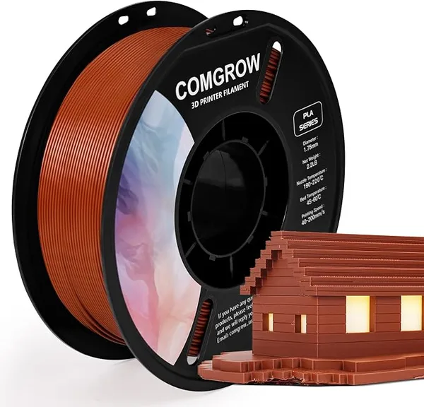 Comgrow Comgrow PLA 3D Printer Filament, 3D Printer PLA Filament, Dimensional Accuracy +/-, 1KG Spool PLA Brown