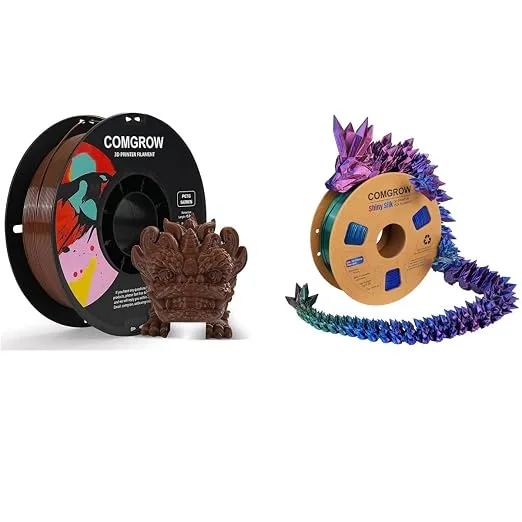 Comgrow Comgrow PETG 3D Printer Filament, High Precision and Tough 3D Printer Filament 1kg (2.2LBS) Fit Most 3D Printers Coffee and Tri-Colors Silk PLA 3D Printer Filament
