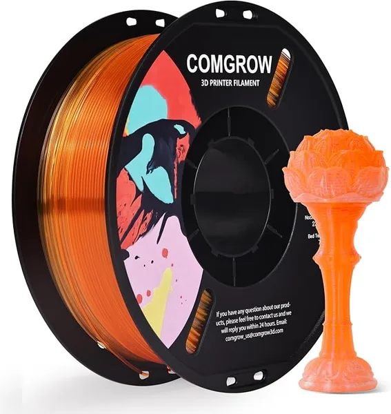 Comgrow Comgrow PETG 3D Printer Filament, High Precision and Tough 3D Printer Filament 1kg (2.2LBS), Dimensional Accuracy +/-, Fit Most 3D Printers Gradient Orange White