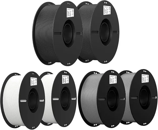 Creality Creality 3D Printer Filament, PLA Filament Bundle for 3D Printing, Black White Grey