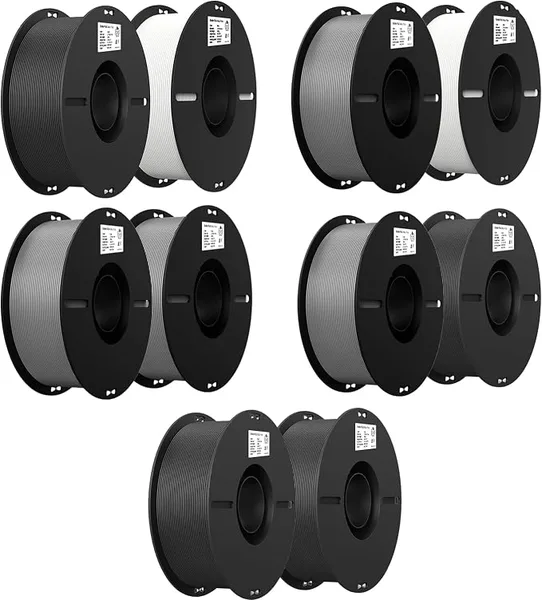 Creality Creality 3D Printer Filament Bundle 10 Packs (Black, White, Grey)