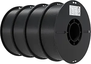 Creality Creality 3D Printer Filament 4KG, PLA Filament Bulk +/-, 4 Pack 1kg Spool(2.2lbs) 3D Printing Filament Fits for Most FDM 3D Printers,4 Black