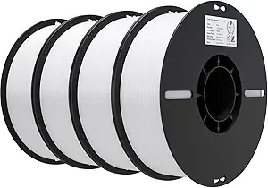 Creality Creality 3D Printer Filament 4KG, PLA Filament Bulk +/-, 4 Pack 1kg Spool(2.2lbs) 3D Printing Filament Fits for Most FDM 3D Printers, 4 White