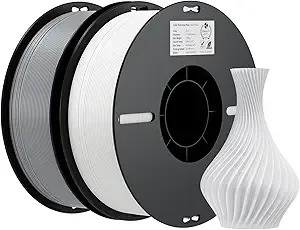 Creality Creality PLA Filament Bundle 2KG, High Precision +/- 3D Printer Filament, Consistent Extrusion, Smooth Printing, 2 Pack 1KG Spool,Fits for Most FDM 3D Printers(Grey, White)