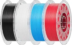Creality Creality PLA Filament Bundle 4 kg, 3D Printer Filament Multicolor, Enhanced Toughness No Warp, for Most FDM 3D Printers, 4 Pack-1 kg (Black, White, Blue, Red)