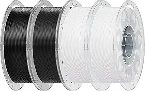 Creality Creality PLA Filament Bundle 4 kg, 3D Printer Filament Multicolor, Enhanced Toughness No Warp, 4 Pack-1 kg (Black, Black, White, White)