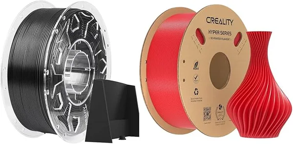 Creality Creality PLA & ASA Filament Bundle 3D Printer Filament Set, 2 Spools (2kg/4.4lbs) – Hyper PLA for High-Speed Printing 30-/s (Red) + ASA Dimensional Accuracy ± (Black)