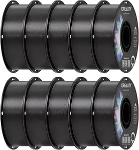 Creality Creality PETG Filament Black 10 kg, 3D Printer Filament, Excellent Toughness High Precision, Odorless Non-Toxic Moistureproof, Glossy (Case of 1, Total 10 Packs in a Carton)