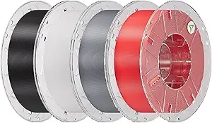Creality Creality Hyper PLA Filament Bundle 4KG, RFID 3D Printer Filament PLA for High Speed 30-/s, Support CFS, Fits for Most 3D Printers (Black&White&Grey&Red)