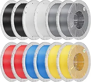 Creality Creality Hyper PLA Filament Bundle 12KG, RFID 3D Printer Filament PLA for High Speed 30-/s, Support CFS, Fits for Most 3D Printers (Black&White&Grey&Red&Blue&Yellow)