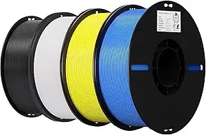 Creality Creality 3D Printer Filament 4KG, PLA Filament Bulk +/-, 4 Pack 1kg Spool(2.2lbs) 3D Printing Filament Fits for Most FDM 3D Printers, Black White Yellow Blue