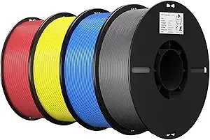 Creality Creality 3D Printer Filament 4KG, PLA Filament Bulk +/-, 4 Pack 1kg Spool(2.2lbs) 3D Printing Filament Fits for Most FDM 3D Printers, Red Yellow Blue Grey
