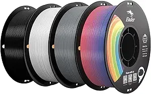 Creality Creality PLA+ Filament 4KG, 3D Printer Filament 4 Pack 1kg Cardboard Spool, Strong Toughness,Multi-Color 3D Printing Filament for Most FDM Printers(Black White Grey Rainbow)