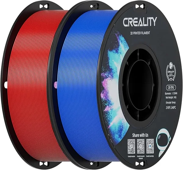 Creality Creality TPU Filament 1.75 2 kg, 95A 3D Printing Filament, High Hardness & Resilience, Soft Adhesive Material, Elastic, 1kg(2.2lbs) Flexible Filament, for 3D Printer