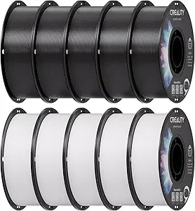 Creality Creality 10 kg Black & White PETG Filament, 3D Printer Filament Bundle, Excellent Toughness High Precision, Odorless Non-Toxic Moistureproof, Glossy, Accuracy +/-