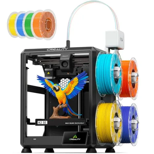 Creality Creality K2 SE 4C 3D Printer, Multi-Color 3D Printer Bundle with Creality Hyper PLA Filament Bundle 4KG (Yellow&Orange&Green&Blue)