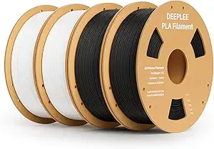 Deeplee3D DEEPLEE PLA 3D Printer Filament, Dimensional Accuracy +/-, Neatly Wound, No Clogging, Vacuum Package, Fits for Most FDM 3D Printers, Cardboard Spool 2kg Black + 2kg White