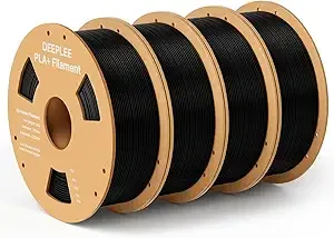 Deeplee3D DEEPLEE PLA+ 3D Printer Filament, PLA Plus with Dimensional Accuracy +/-, Higher Strength and Toughness, Neatly Wound, No Clogging, Fits for Most FDM 3D Printers, 4KG Black
