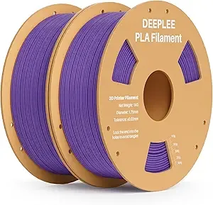Deeplee3D DEEPLEE PLA 3D Printer Filament, Dimensional Accuracy +/-, Neatly Wound, No Clogging, Vacuum Package, Fits for Most FDM 3D Printers, 2 Pack 1kg Purple