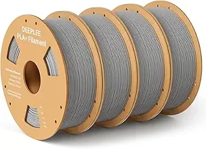 Deeplee3D DEEPLEE PLA+ 3D Printer Filament, PLA Plus with Dimensional Accuracy +/-, Higher Strength and Toughness, Neatly Wound, No Clogging, Fits for Most FDM 3D Printers, 4 Pack 1kg Gray